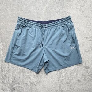 Quiksilver Swim Shorts Mens 2XL Blue Solid Drawstring Lined Quick Dry Microfiber